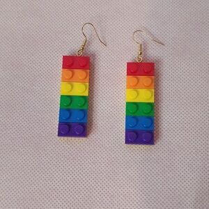Multicolor Pierced Block Earrings